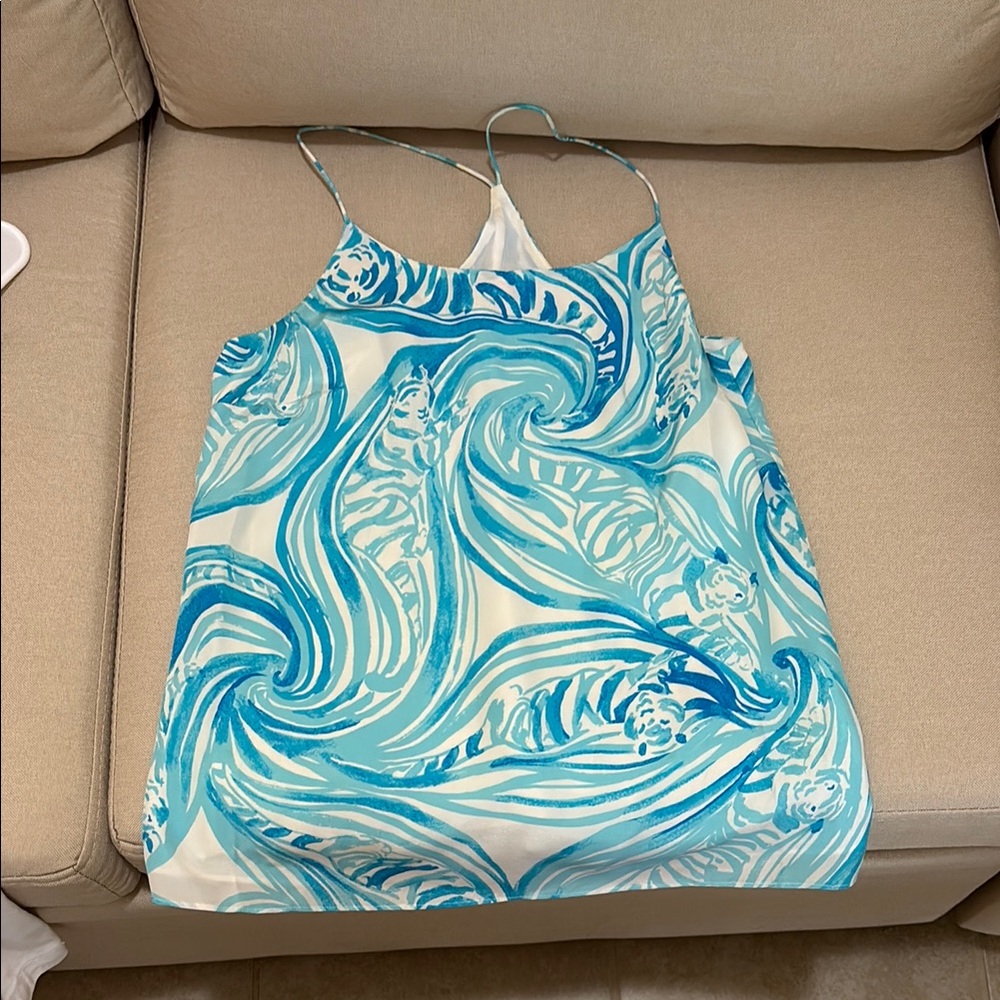 Lilly Pulitzer Belle Racer Back Tank in Sea Ruffles